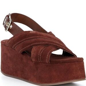 NWT Free People Beach Party Suede Slingback Platform Sandals Sz 9